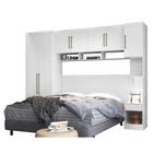 Quarto Modulado de Casal 7 Portas Branco 4 Peças Armário Ponte Aéreo + Roupeiro Guarda Roupa