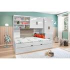 Quarto Modulado Duda 4 Peças - Roupeiro 2 portas, Módulo Aéreo e Cama com Auxiliar Branco - Phoenix Baby