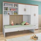 Quarto Modulado Juvenil Completo 3 Peças Branco Amadeirado Chiara Phoenix Baby