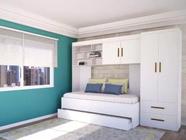 Quarto Modulado Juvenil Completo Com Cama de Solteiro e Cama Auxiliar - Phoenix Baby