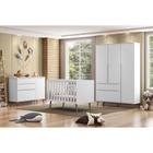 Quarto Para Bebê Completo Melinda com Roupeiro Cômoda e Berço Branco