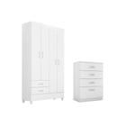 Quarto Solteiro Demóbile QS01 Roupeiro+Cômoda Branco