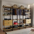 Quatro Modulos Para Closet Industrial Ferro Preto Tampo Canela