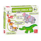 Quebra-Cabeça 3D Safari com 4 Animais Articuláveis 40 pçs - 3090 - Brincadeira de Criança