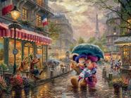 Quebra-Cabeça de 750 Peças, Thomas Kinkade - Disney Dreams, Mickey e Minnie em Paris, para Crianças e Adultos