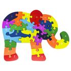 Quebra Cabeça Infantil 3D Madeira Alfabeto 26 Peças Elefante - Toy Mix