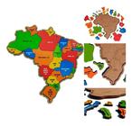Quebra Cabeça Infantil Mapa Brasil Brinquedo Educativo MDF 3144
