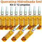 Queratina Hidrolisada 5ml Cabelo E Brilho -Kit C/ 12 Ampolas