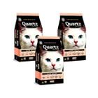 Ração Quartz para Gatos Adultos 3Kg Sabor Salmão - Kit com 3 pacotes de 1Kg