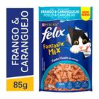 Ração Úmida Felix Fantastic Sachê Gatos Adultos sabor Frango e Carangueijo 85g