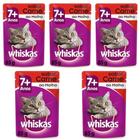 Ração Úmida Pedigree Whiskas Sachê Para Gatos Com 7 Anos Ou Mais Sabor Carne Kit Com 5 Unidades 85g