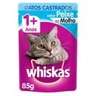 Ração Úmida Whiskas Sachê Peixe ao Molho para Gatos Adultos Castrados - 85 g
