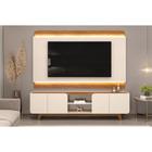 Rack Bancada c/ Painel p/ TV até 75 Pol Nadine 4 Portas 220x605cm Bali/Cedro - DJ Móveis