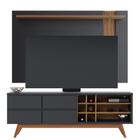 Rack Bancada Noronha e Painel Leme para TV de 70" Preto Fosco/Noce Milano - Colibri