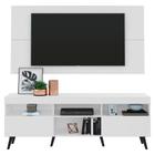 Rack c/ Painel e Suporte p/ TV 65" e Pés Retrô Flórida Multimóveis Branco/Preto