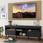 Rack c/ Painel e Suporte TV 65" Preto/Rustic Londres Multimóveis Pés Retrô Preto