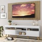 Rack c/ Painel TV 65" Branco/Rustic Londres Multimóveis Pés Retrô Natural