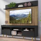 Rack com Painel e Suporte TV 65" Madri Multimóveis Preto/Rustic com Prateleira e Pés Retrô Natural