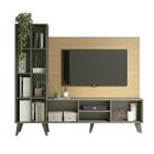 Rack com Painel para Sala TV 55 Pol. 180x157Cm MDP Carvalho Cinza 0679