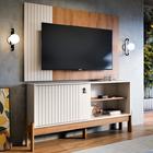 Rack com Painel para TV até 50 Polegadas Com Porta De Correr Ripada  Sala Moderna e Elegante