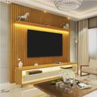 Rack com Painel para TV até 75 Polegadas Ripado Led com Rodízios 184cm Nobre 100% MDF