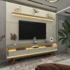 Rack com Painel para Tv até 90 Polegadas Led 3 Gavetas com Pés Madeira 220cm Royal/requinte 100% MDF