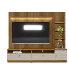 Rack com Painel Ripado 1 Módulo Para Sala de Estar Tv até 75'' Barcelona L01 Nature Off White Clique Chique