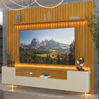 Rack com Painel Ripado para Tv até 85 Polegadas Led Pés Vidro Nobre/infinity 230cm Naturale/Off White/Naturale