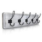 Rack de casaco rústico com 5 ganchos - Whitewash Wall Montado 24" Coat Rack - Hanger de entrada de madeira de pinheiro maciço para pendurar casacos roupas, chapéus, bolsa, chaves - Vintage Farmhouse Coat Rack para cozinha, quarto - HBCY Creations