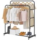 Rack de roupas Laiensia Double Rods com rodas pretas