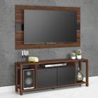 Rack Home Com Painel Para TV 55 136cm Sala Preto Nogal