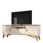 Rack Italiano Para Sala TV 75 Pol Soggiorno EAX Móveis Off White/Cedro