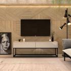 rack off white com 2 gavetas com pes de ferro na cor Preto