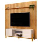 Rack Para Sala Chelsea com Painel Ripado TV 75 Pol Lexa D05 Cedro Off White - Lyam Decor