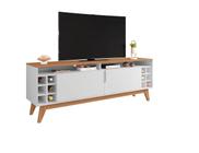 Rack wine pata tv até 60” com adega 2portas 160c branco noce