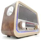 Rádio AM FM Retrô Vintage Portátil Bluetooth Bateria Recarregável Bivolt 110v 220v 3199 Antigo a Tomada e Pilha com Lanterna