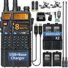 Rádio amador Baofeng UV-5R de longo alcance 8W 3800mAh, pacote com 2 unidades com Acc