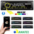 Rádio Auto Som Automotivo Aparelho MP3 p/ Carro Entrada USB SD Aux Bluetooth HT-1400