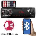Rádio Mp3 1 Din Player Som Automotivo de Carro 2 Usb Sd Auxiliar Bluetooth Universal