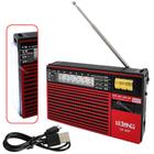 Rádio Portátil Retro Banda AM FM SW Com Lanterna Lateral Recarregável LE607 - Lelong