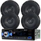 Rádio Roadstar RS2714BR BT/2 USB/SD/FM/Auxiliar + 4 Alto Falantes 6 Bomber 200w