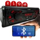 Rádio Som Automotivo MP3 Bluetooth USB Display Led Vermelho S100 Svart