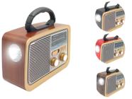 Rádio Vintage Retrô Portátil Recarregável Bluetooth AM FM SD Card Aux USB Lanterna Bivolt Kapbom