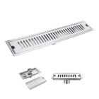 Ralo Linear Aço Inox 50cm Anti Odor Anti Inseto Banheiro Area Externa Lavabo Quintal Seguro Higienico Resistente