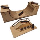 Rampa de Skate de Dedo Pista Tech Deck com Corrimão Brinquedo MDF Cru Park Suporte Caixa