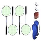 Raquete Badminton Peteca Raqueteira Com Alça Esporte Kit 4un - Fuhua