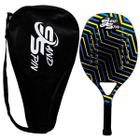 Raquete Beach Tennis Fibra de Carbono com Raqueteira Aloha Blue Sand Spin Azul e Amarela