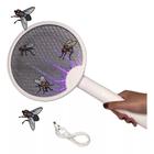 Raquete Elétrica Com LED Violeta Atrai Moscas e Mata e Mosquito Recarregável Bivolt USB