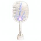 Raquete Elétrica Mata Insetos Recarregável com Base e Luz LE