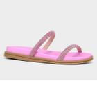 Rasteira Beira Rio Flatform Strass Feminina - Rosa